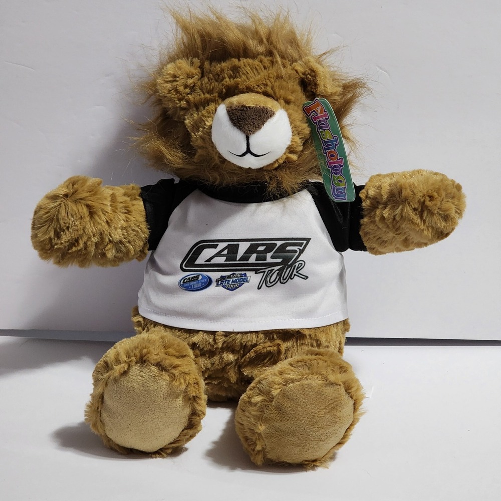 Plushology Brown LION Cars Tour T-Shirt Plush Bean Bag Sewn Eyes 9" New